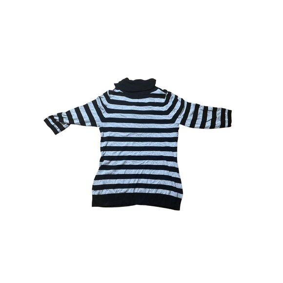 Striped Black & Gray Cowl Neck Sweater By NY Collection Size L Women - Picture 2 of 6